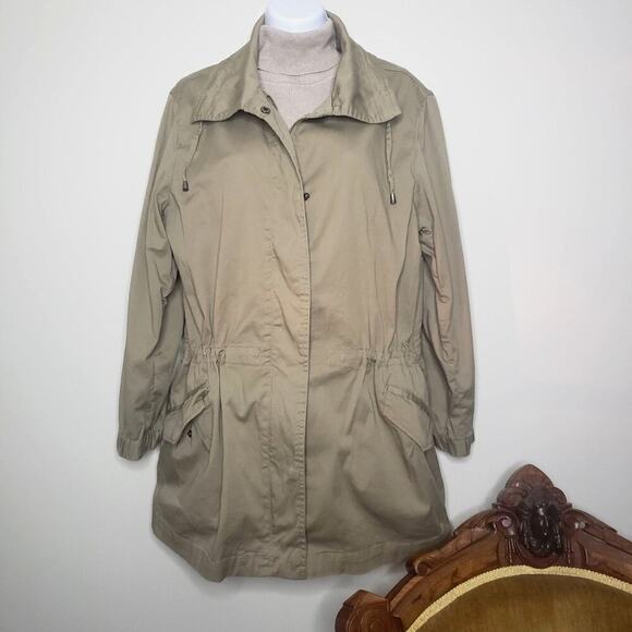 Elliott Lauren Women's Cotton Old Money Jacket Large Cinched Waist Neutral - Picture 1 of 7